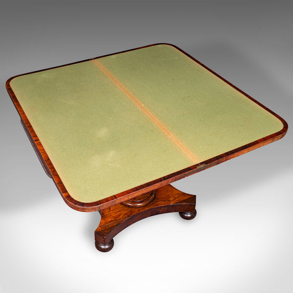 Antique Fold Over Card Table, English, Extending, Games, Console, Regency, 1820