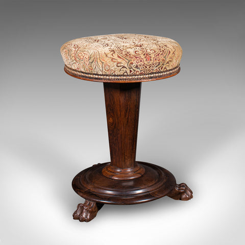 Antique Piano Riser Stool, English, Adjustable, Music Recital, William IV, 1835