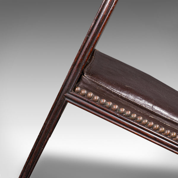 Antique Gentleman's Gout Stool, English, Leather, Occasional Foot Rest, Georgian