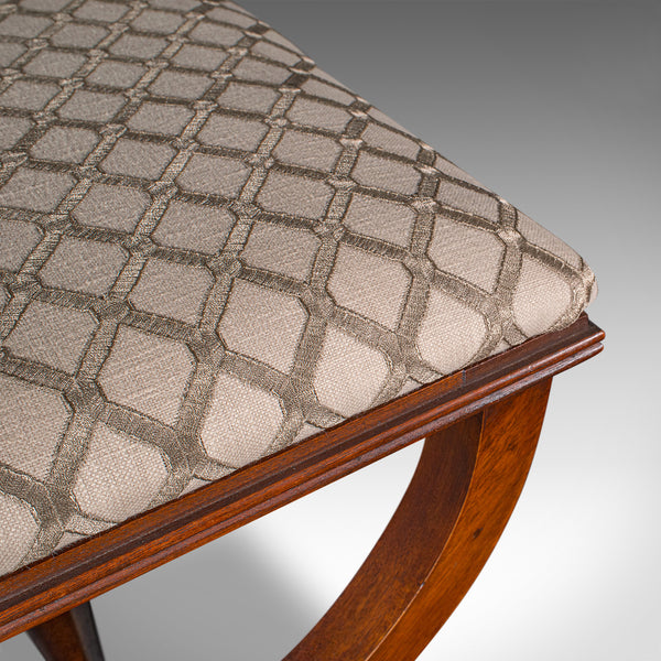 Vintage Regency Revival Footstool, English, Beech, Fireside, Bedroom Stool