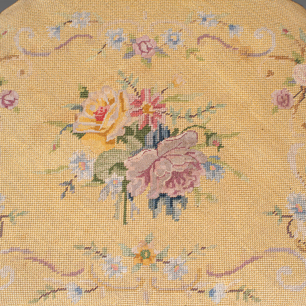Antique Side Chair, English, Walnut, Needlepoint, Bedroom, Hall Seat, Regency