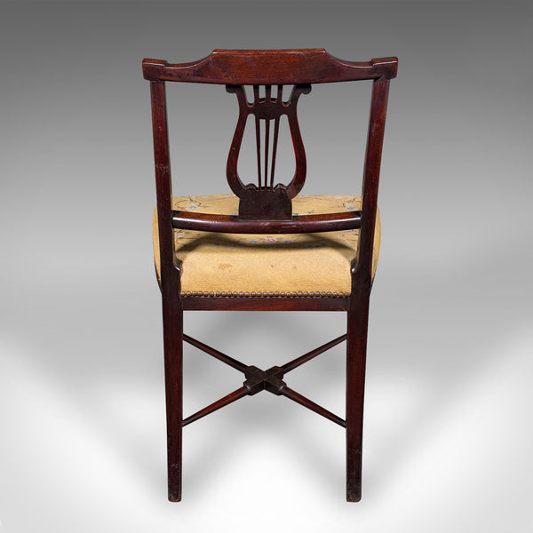 Antique Side Chair, English, Walnut, Needlepoint, Bedroom, Hall Seat, Regency