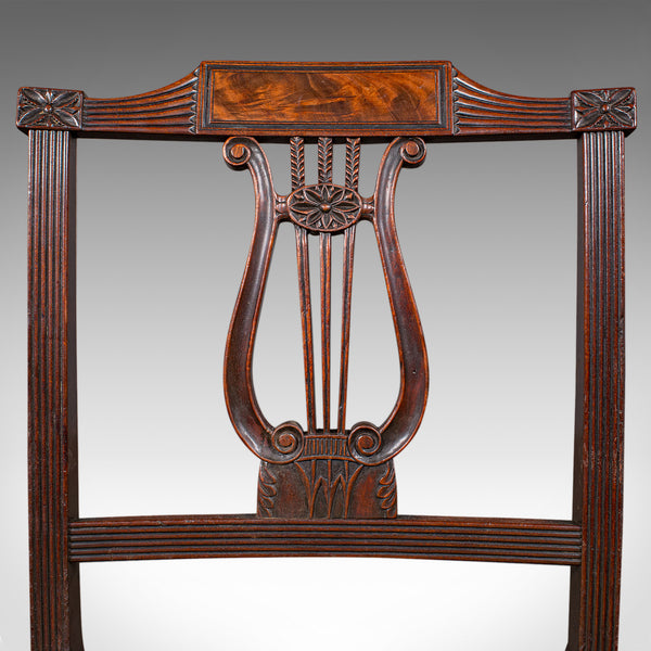 Antique Side Chair, English, Walnut, Needlepoint, Bedroom, Hall Seat, Regency