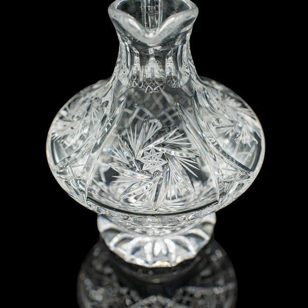 Vintage Cut Crystal Whiskey Waterer, English, Mid Century, Pouring Ewer, C.1950