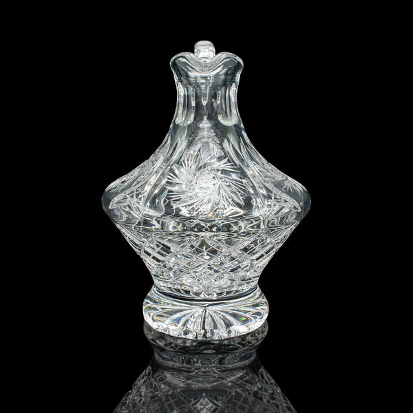 Vintage Cut Crystal Whiskey Waterer, English, Mid Century, Pouring Ewer, C.1950