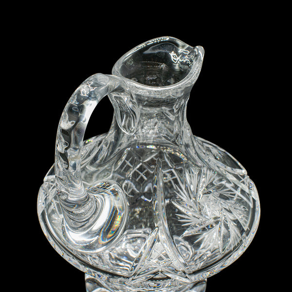 Vintage Cut Crystal Whiskey Waterer, English, Mid Century, Pouring Ewer, C.1950