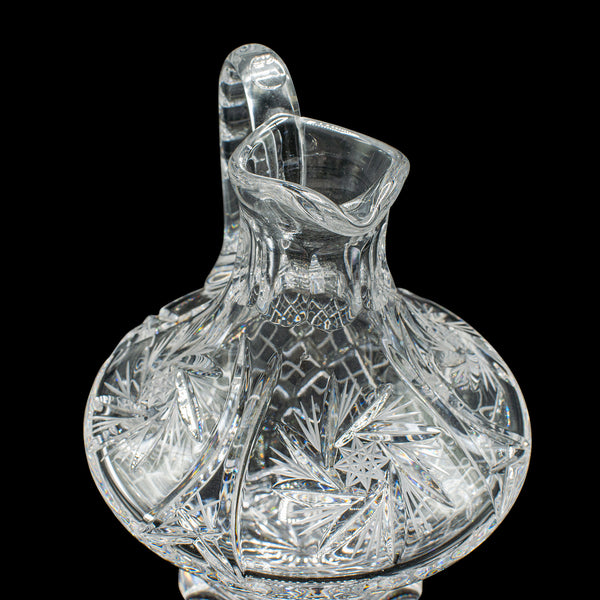 Vintage Cut Crystal Whiskey Waterer, English, Mid Century, Pouring Ewer, C.1950