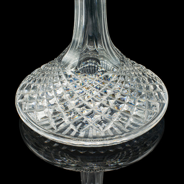 Vintage Ship’s Decanter, English, Crystal Glass Wine Vessel, Mid Century, C.1960