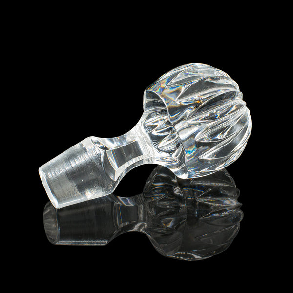 Vintage Ship’s Decanter, English, Crystal Glass Wine Vessel, Mid Century, C.1960