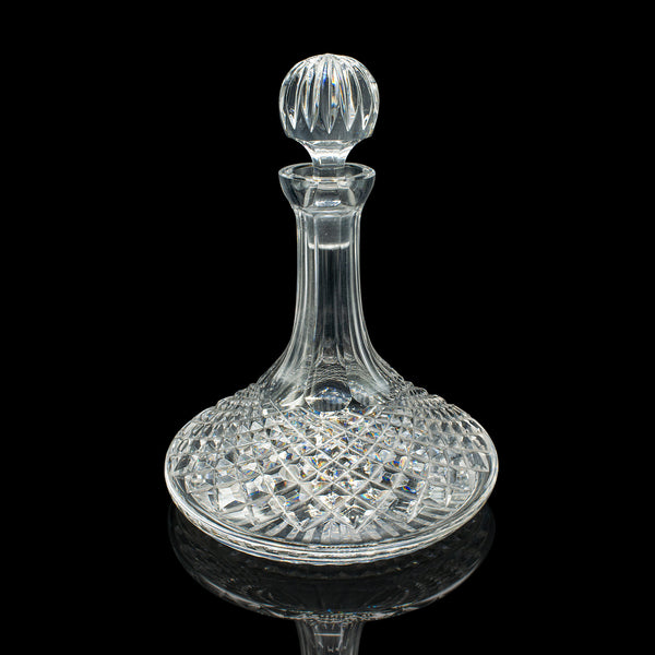 Vintage Ship’s Decanter, English, Crystal Glass Wine Vessel, Mid Century, C.1960