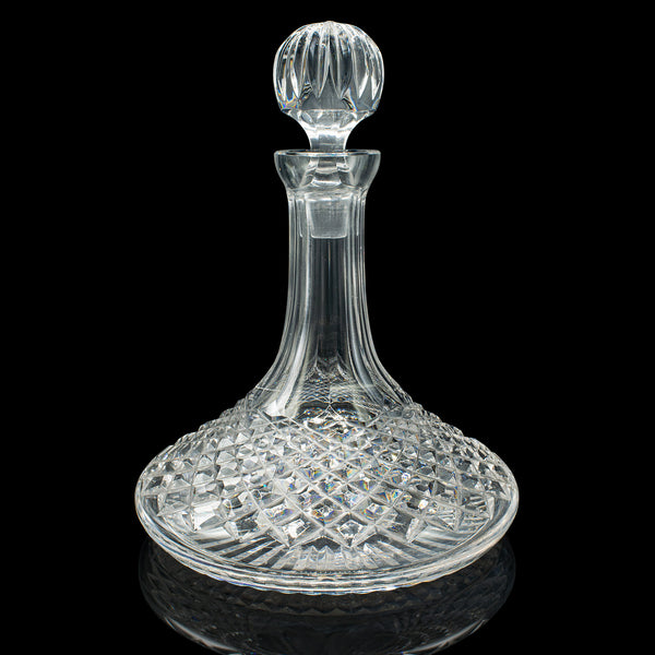Vintage Ship’s Decanter, English, Crystal Glass Wine Vessel, Mid Century, C.1960