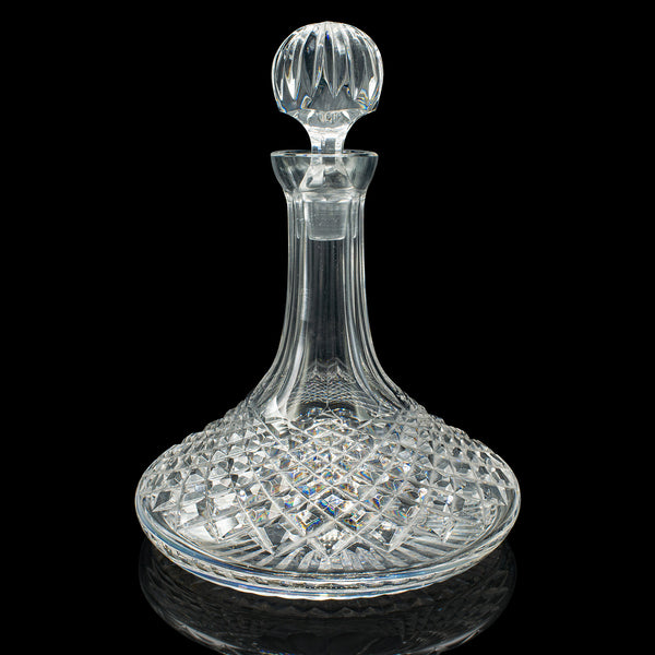 Vintage Ship’s Decanter, English, Crystal Glass Wine Vessel, Mid Century, C.1960