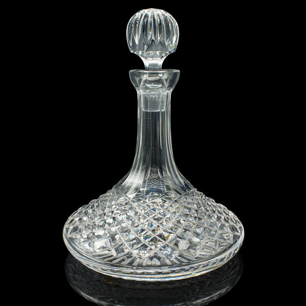 Vintage Ship’s Decanter, English, Crystal Glass Wine Vessel, Mid Century, C.1960