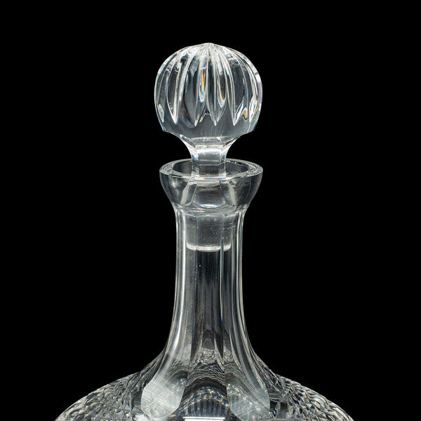 Vintage Ship’s Decanter, English, Crystal Glass Wine Vessel, Mid Century, C.1960