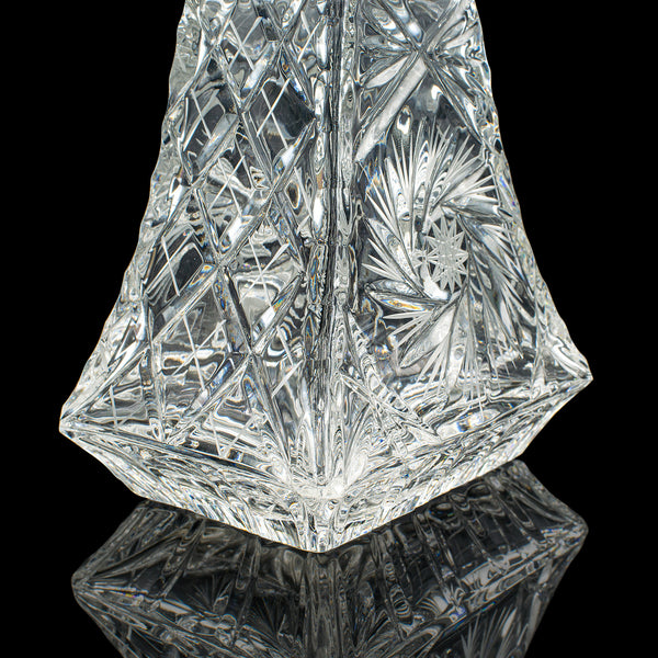 Vintage Crystal Brandy Decanter, English, Cut Glass Spirit Vessel, Mid Century