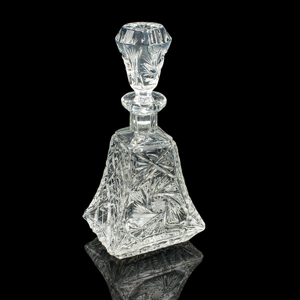 Vintage Crystal Brandy Decanter, English, Cut Glass Spirit Vessel, Mid Century