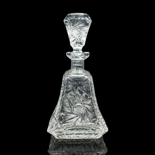 Vintage Crystal Brandy Decanter, English, Cut Glass Spirit Vessel, Mid Century