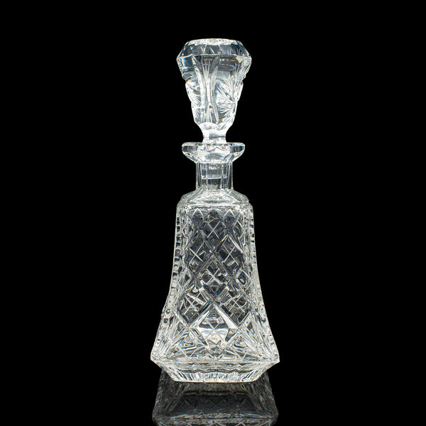 Vintage Crystal Brandy Decanter, English, Cut Glass Spirit Vessel, Mid Century