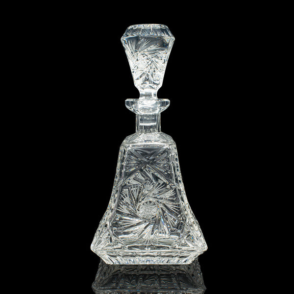 Vintage Crystal Brandy Decanter, English, Cut Glass Spirit Vessel, Mid Century