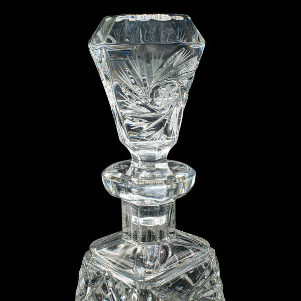 Vintage Crystal Brandy Decanter, English, Cut Glass Spirit Vessel, Mid Century