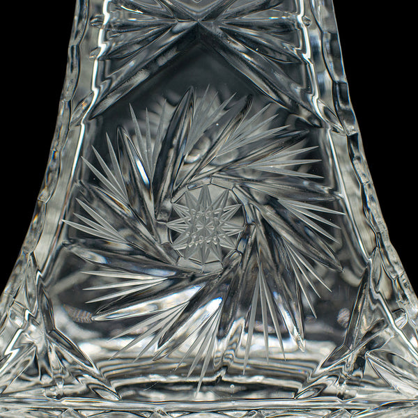 Vintage Crystal Brandy Decanter, English, Cut Glass Spirit Vessel, Mid Century