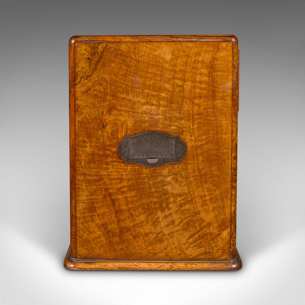 Antique Regency 3 Drawer English Desktop Collector Case, Satinwood Cigar Humidor
