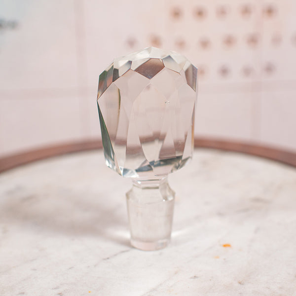 Antique Whiskey Decanter, English Glass Scotch Bottle, Silver Collar, Hallmarked