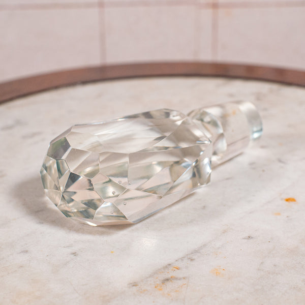 Antique Whiskey Decanter, English Glass Scotch Bottle, Silver Collar, Hallmarked