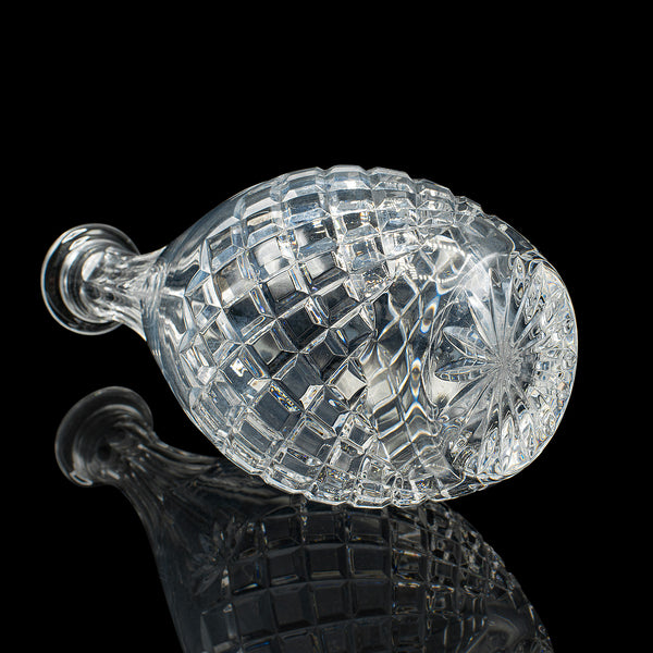 Vintage Claret Decanter, English, Pineapple Cut Glass, Wine Vessel, Circa 1970