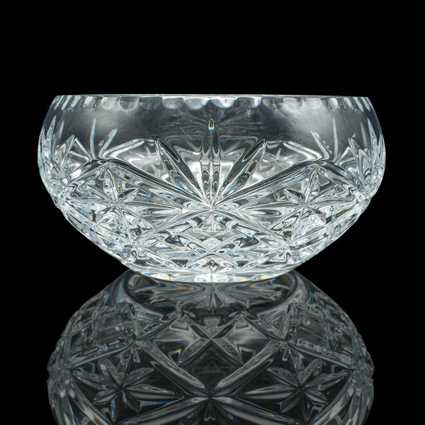 Vintage Decorative Fruit Bowl, English, Cut Crystal Glass, Serving Dish, Punch