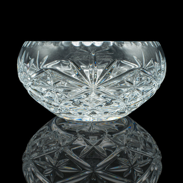 Vintage Decorative Fruit Bowl, English, Cut Crystal Glass, Serving Dish, Punch