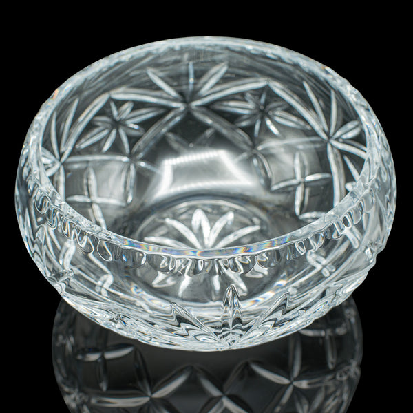 Vintage Decorative Fruit Bowl, English, Cut Crystal Glass, Serving Dish, Punch