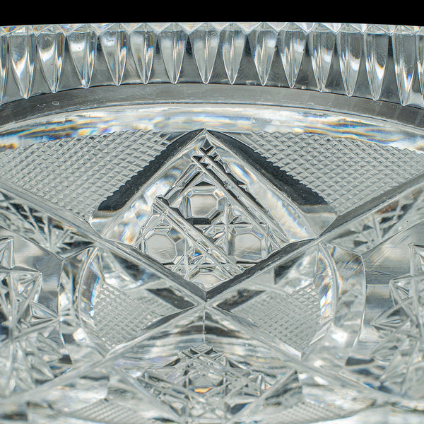 Vintage Centrepiece Fruit Bowl, English, Cut Crystal Glass, Decor, Serving Dish