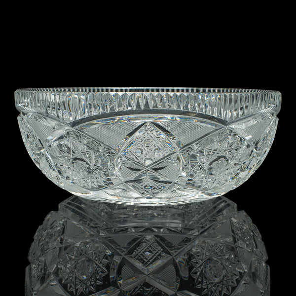 Vintage Centrepiece Fruit Bowl, English, Cut Crystal Glass, Decor, Serving Dish