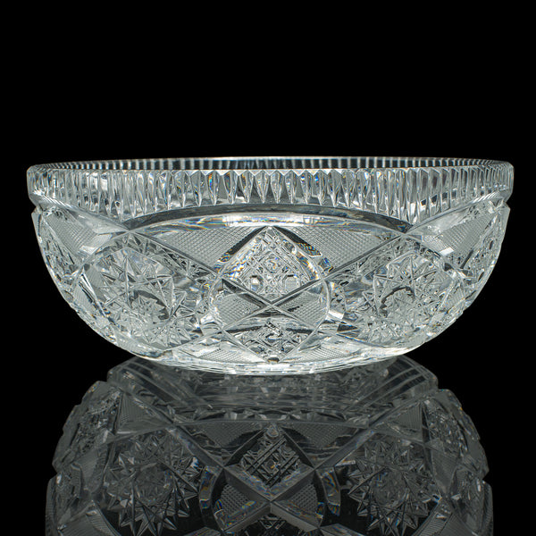 Vintage Centrepiece Fruit Bowl, English, Cut Crystal Glass, Decor, Serving Dish