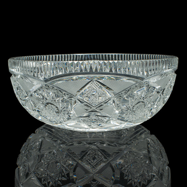 Vintage Centrepiece Fruit Bowl, English, Cut Crystal Glass, Decor, Serving Dish