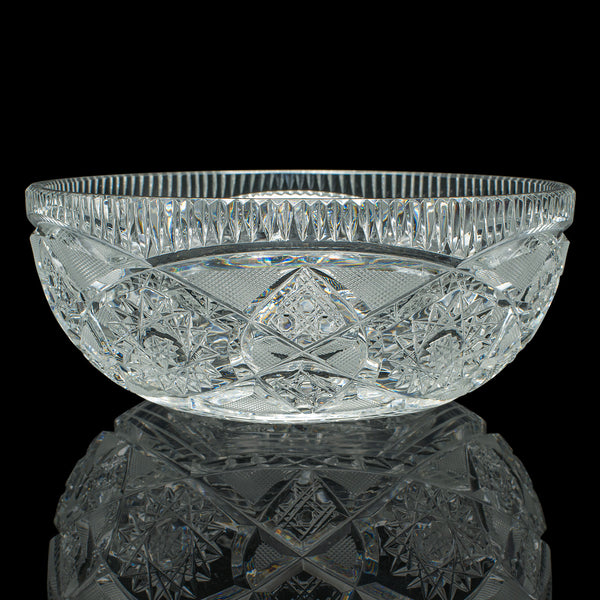 Vintage Centrepiece Fruit Bowl, English, Cut Crystal Glass, Decor, Serving Dish
