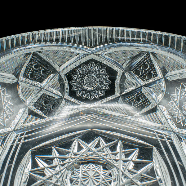 Vintage Centrepiece Fruit Bowl, English, Cut Crystal Glass, Decor, Serving Dish