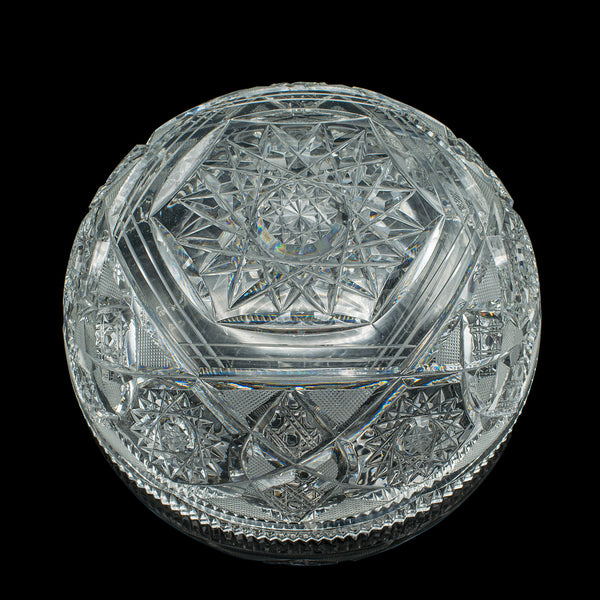 Vintage Centrepiece Fruit Bowl, English, Cut Crystal Glass, Decor, Serving Dish
