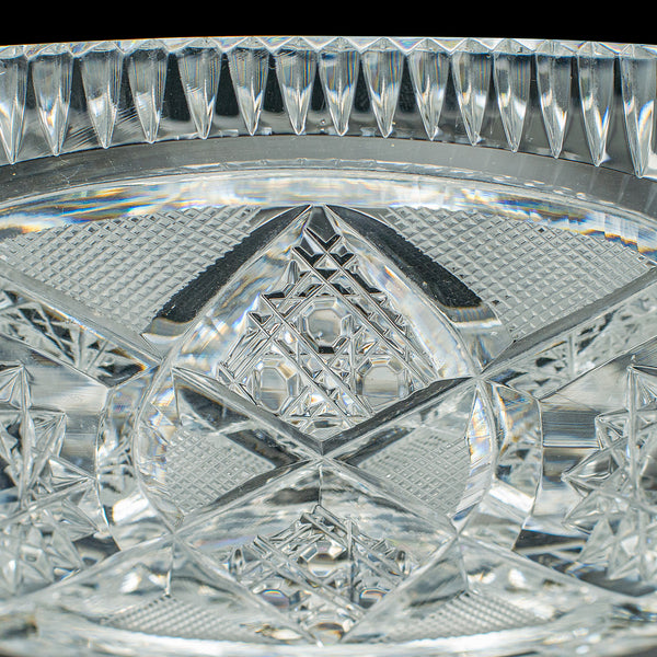 Vintage Centrepiece Fruit Bowl, English, Cut Crystal Glass, Decor, Serving Dish