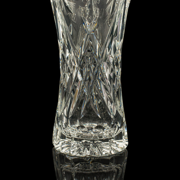 Vintage Crystal Flower Vase, English, Cut Glass, Bouquet, Sleeve, Circa 1940