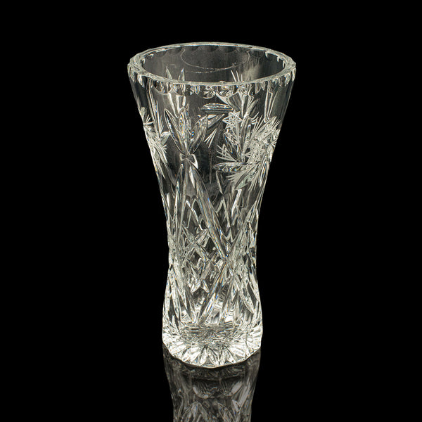 Vintage Crystal Flower Vase, English, Cut Glass, Bouquet, Sleeve, Circa 1940