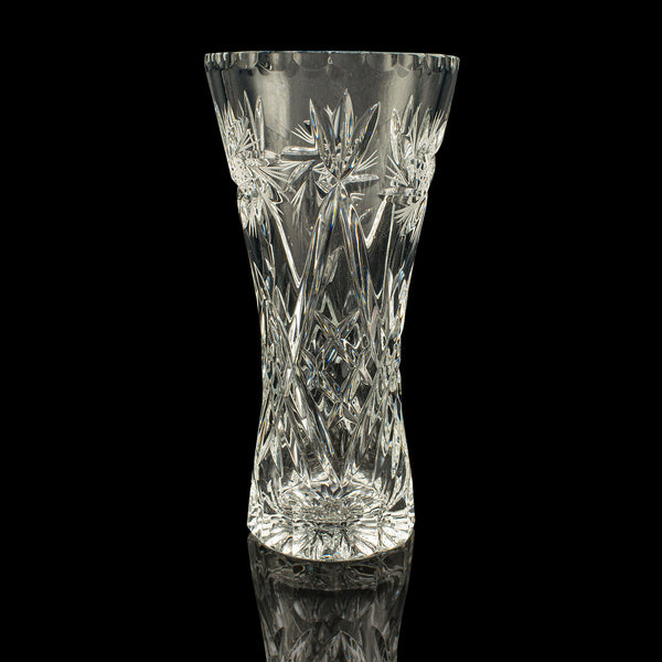 Vintage Crystal Flower Vase, English, Cut Glass, Bouquet, Sleeve, Circa 1940