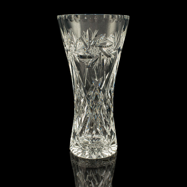 Vintage Crystal Flower Vase, English, Cut Glass, Bouquet, Sleeve, Circa 1940