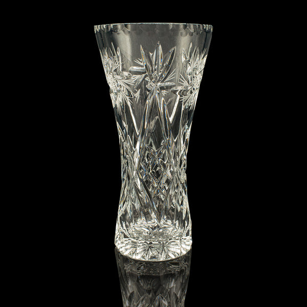 Vintage Crystal Flower Vase, English, Cut Glass, Bouquet, Sleeve, Circa 1940