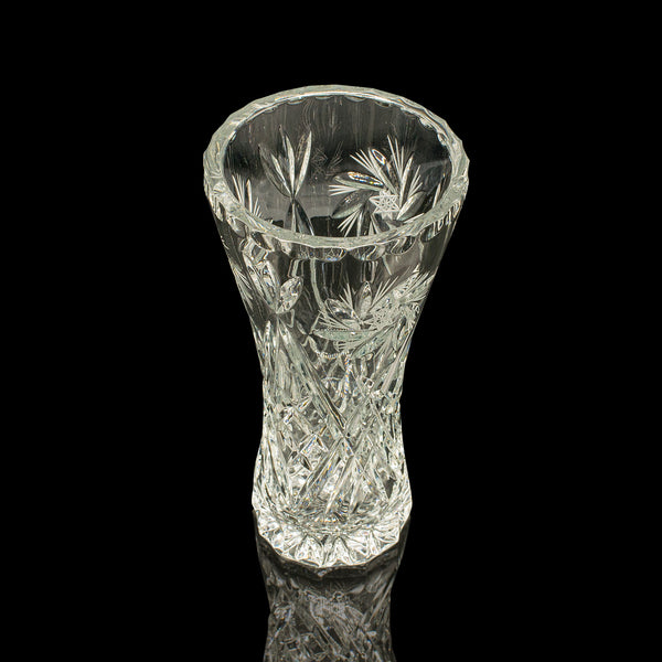Vintage Crystal Flower Vase, English, Cut Glass, Bouquet, Sleeve, Circa 1940