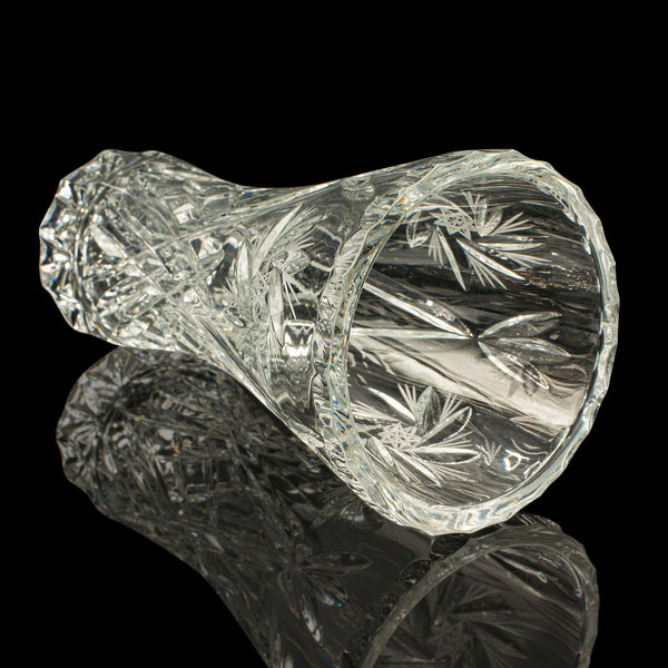 Vintage Crystal Flower Vase, English, Cut Glass, Bouquet, Sleeve, Circa 1940