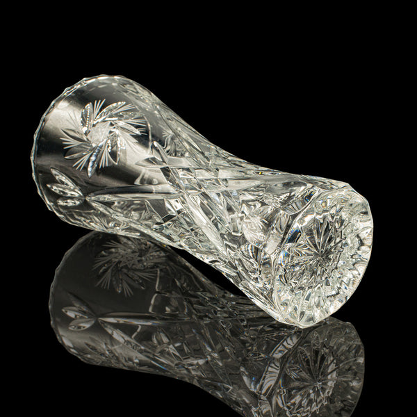 Vintage Crystal Flower Vase, English, Cut Glass, Bouquet, Sleeve, Circa 1940