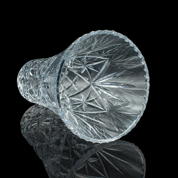 Tall Vintage Display Vase, English, Cut Crystal Glass, Flower Sleeve, Decorative