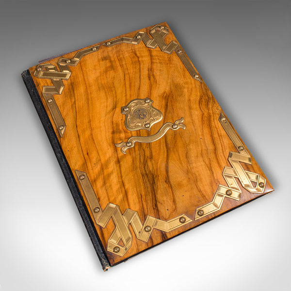 Antique Sommelier's Wine List Folio, French, Walnut, Document Sleeve, Victorian